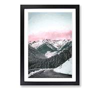 Pink Sky Over The Mountain in Abstract Framed Print | A2 Black Framed Wall Art | Ready to Hang | Abstract Landscape Picture | Living Room Bedroom Lounge Office