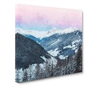 Pink Sky Over the Mountains in Italy Canvas Print | Gallery Wrapped 30mm Frame Wall Art | 20x20 inches | Ready to Hang | Modern Landscape Picture | Living Room Bedroom Lounge Office