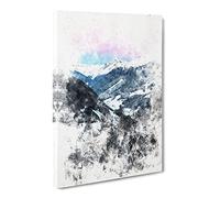 Pink Sky Over The Mountains In Italy Watercolour Canvas Print | Gallery Wrapped 30mm Frame Wall Art | 20x14 inches | Ready to Hang | Modern Landscape Picture | Living Room Bedroom Lounge Office