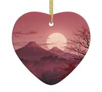 Pink sky Print heart-shaped ceramic pendants create a warm atmosphere for homes, parties, and gifts.