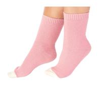 (Pink) Slenderella Ladies Waffle Knit Contrast Toe Bed Socks One Size UK 4-7