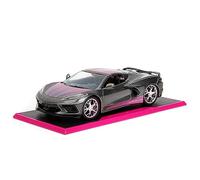 Pink Slips 1:24 W2 2020 Chevy Corvette Stingray Die-Cast Car w/Base, Toys for Kids and Adults(Metallic Grey/Pink)