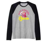 Pink Slot Machine Queen Casino Gambling Jackpot Vegas Raglan Baseball Tee
