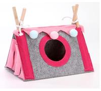 Pink Small Animals Hamster Hideout Triangle Tent, Giunea Pig House, Breathable Felt Material Cozy Pet Hideout Bed Shelter with Circular Window for Guinea Pig Chinchilla Hedgehog Ferret Squirrel Rat