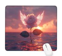 Pink Small Mouse Mat 10.24×8.27×0.12 in,2026 New Year Gaming Mousepad Flower Mini Desk Pad with Non-Slip Base and Stitched Edge,for Wireless Mouse,Laptop,Office Home,Washable,Roll-up,Gift Men D-136