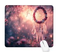 Pink Small Mouse Mat 10.24×8.27×0.12 inches,2026 New Year Gaming Mousepad Dreamcatcher Mini Desk Pad with Non-Slip Base and Stitched Edge,for Wireless Mouse,Laptop,Office Home,Gift for Men/Woman D-718