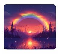 Pink Small Mouse Mat 250x200mm Gaming Mouse Pad Rainbow, Non-Slip Rubber Base, Waterproof Surface, Stitched Edges Mousemat, Compatible with Laser and Optical Mice Wear-Resistant, Gifts for Men O-6150