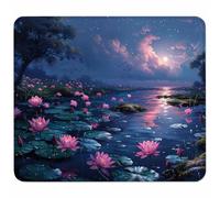 Pink Small Mouse Mat 340x280mm Gaming Mouse Pad River, Non-Slip Rubber Base, Waterproof Surface, Stitched Edges Mousemat, Compatible with Laser and Optical Mice Wear-Resistant, Gifts for Men 5-4023