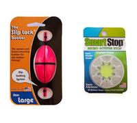 Pink Smart Slip Lock Bobber and Smart Stop Micro Bobber Stop Combo Pack (Mini, Small, Medium or Large) Includes New and Improved Tool to Attach Stops, No Pliers Needed. (Large)