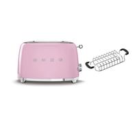 Smeg TSF01 2 Slice Toaster + TSBW01 Bun Warmer Bundle - Pink