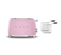 Smeg TSF01 2 Slice Toaster + TSSR01 2-Sandwich Racks Bundle - Pink
