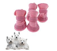Pink Snow Boots for Puppies, Warm Dog Shoes, Anti Slip Fleece Boots for Dogs, Cute Waterproof Winter Cats Shoes Pink Size 3