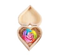 Pink Soap Rose Flower in Heart Wooden Box, Romantic Gift | Colorful Simulated Design, Elegant Decoration, Suitable for Anniversary, Mother's Day and Women's Day Celebration