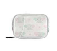 Pink Soft Color Elephants Medicine Bag with Detachable Compartments Portable Pill Cases Organizers for Purse