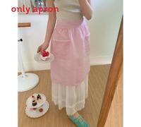 (Pink) Soft Cotton Waterresistant Apron With Embroidered Hearts For Kitchen Activities Baking And