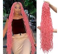 Pink Soft Locs 36 Inch 7 Packs Faux Locs Crochet Hair Whole Strand Pre-looped Long Locs Synthetic Crochet Braids Hair Extensions For Black Women (36 Inch, 7 Packs, Pink)