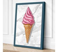 Pink Soft Serve Modern Canvas Wall Art Print 24x16 Inch (61 x 41 cm)