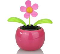 Pink Solar Dancing Sun Flower Automotive Ornament Solar Powered Dancing Sun Flower in Colorful Pots Swinging Animated Bobblehead Dancer Window Sun Catcher Car Dashboard Solar Power Kits