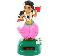 (Pink) Solar Hawaiian Dance Figure Car Dashboard Toy Lovely With Solar Panel Shaking Head Doll Dancing Figure Toy For Bedroom Family Desk