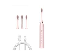 (Pink) Sonic Electric Toothbrush Ultrasonic Automatic USB Rechargeable IPX7 Waterproof