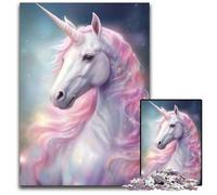 Pink Sparkling Unicorn JigsawPuzzle 1000Pieces for Adults Difficult Puzzles for Adults Ideal DIY DecorBrain Teaser Gift 1000 PCS(75x50cm)