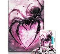 Pink Spider Jigsaw Puzzles for Teenagers,Stress Reliever Staycation Kill Time with Matching Poster And Trivia Sheet (75x50cm)