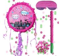 Pink Spider Pinata Birthday Party Favors Set Spider Party Decor with Batting Stick Eye Mask Blindfold and Confetti for Boys Girls Birthday Party Cartoon Hero Movie Theme Decorations