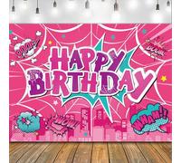 Pink Spider Web Backdrop Party Decoration Supplies, 5 * 3ft Super Heros Photo Decor Banner for Girl Baby Shower Birthday Party Photography Background