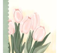 Pink Spring Tulips notebook journal - JuniBerry Art co - hand drawn artistic cover - dot grid paper, 162 pages