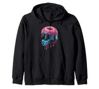 Pink Sprinkles Dripping On A Cool Off Road Racing Helmet Zip Hoodie