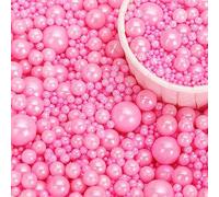 Pink Sprinkles Edible Pearls for Cake Decorating Sugar Pearls Candy Sprinkles Mixed Sizes Cupcake Cake Topper Cookie Decorations Wedding Halloween Christmas Supplies