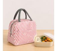 Pink Square Lunch Tote Bag - Small Insulated Lunch Box for Adults, Foldable Thermal Meal Prep Holder, Leakproof Canvas Style Organizer for Office Camping, Reusable Cooler