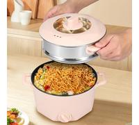 Pink Stainless Steel 2L Electric Hot Pot - Rapid Noodle Cooker for Stir Fry, Soup, Steak