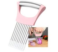 Pink Stainless Steel Onion Holder for Slicing,Onion Slicer Holder, Onion Cutter for Slicing of Onions, Tomatoes,Avocados,Eggs and Other Vegetables,Valentine's Day Gift Kitchen Utensils (Pink)