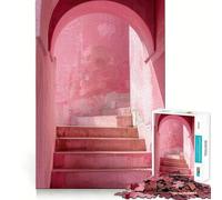 Pink Stairs Adult Jigsaw Puzzles 1000 Pieces Brain Workout Toy Casual Relax Image Assembly Artistic Gift (38x26cm)