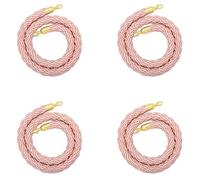Pink Stanchion Rope - 4 Pcs Twisted Hemp Barrier Rope with Gold Hooks for Crowd Control and Event Management (2-10ft)(210cm)