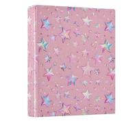 Pink Star 3 Ring Binder 1.5 Inch Round Ring Binder View Binder Holds 200 Documents for Home School Office Use