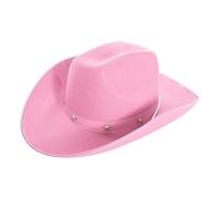 Pink Star-Studded Cowboy Hat - Felt Star Studded Cowgirl Hat - Adults Wild West Concert Fancy Dress Accessory