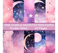 Pink Stars & Moon Scrapbook Paper 40 Pages 20 Sheets: Galaxy Pattern Paper: Double Sided for Scrapbooking, Card Making, Origami, DIY and More