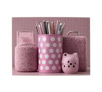 Pink Stationery Desk Horizontal Wooden Puzzle 500 Pcs Develop Hands-on Skills for Relax and Parent-Child Interaction