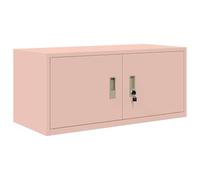 Pink Steel Storage Cabinet 90 x 40 x 40 cm with Lockable Doors, Storage Space for Files, Office, Home Office, Study Room, Compatible with Industrial Design Furniture