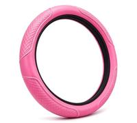 Pink Steering Wheel Cover - Breathable Microfibre Leather Car Interior Accessory, Universal 37-38cm Stretch Fit Anti-Slip Grip Protector for Women Drivers, SUVs & Vans