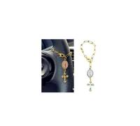 Pink Steering Wheel Rosary Charm Accessory, Car Rosary for Rearview Mirror Hanging, Beautiful Catholic Rosary Hanging Pendant, Steering Wheel Rosary with Virgin Mary Charm and Crucifix Ornaments