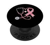 Pink Stethoscope Nurse Medical Breast Cancer Awareness Women PopSockets Adhesive PopGrip