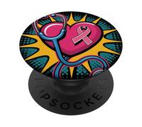 Pink Stethoscope Nurse Medical Breast Cancer Awareness Women PopSockets Adhesive PopGrip