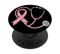 Pink Stethoscope Nurse Medical Breast Cancer Awareness Women PopSockets Adhesive PopGrip