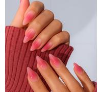 Pink Stiletto Press On Nails with Glossy Gradient Finish - Natural Looking False Nails Set for Women, Glue On Short to Long Lengths in Almond and Coffin Shapes for Party Wedding