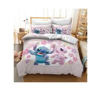 (Pink Stitch Angela, EU-King(3pcs):240x220cm) Lilo Bedding Stitch Set Kids 3d Stitch Duvet Cover Pillowcase Gift Bed Set