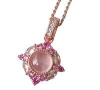 Pink Stone Jewelry Set French Inspired Design Pendant Necklace Earrings Ring Suite for Women Occasion