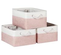 Pink Storage Boxes 3-Pack - Foldable Fabric Baskets for Wardrobe & Toy Storage | Clothes Organiser , Large Storage Baskets for Shelves | Bedroom & Utility Room Storage Solutions